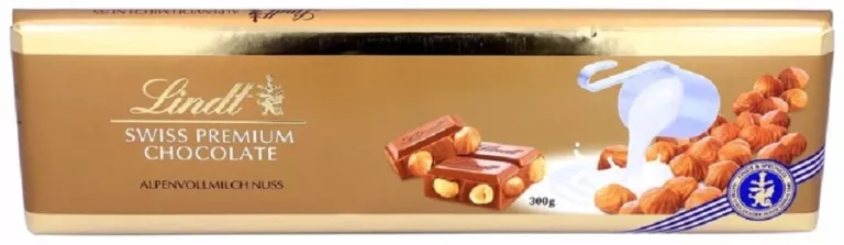 LINDT SWISS PREMIUM GOLD CHOCOLATE MLECZNA CZEKOLADA Z ORZECHAMI 300 G