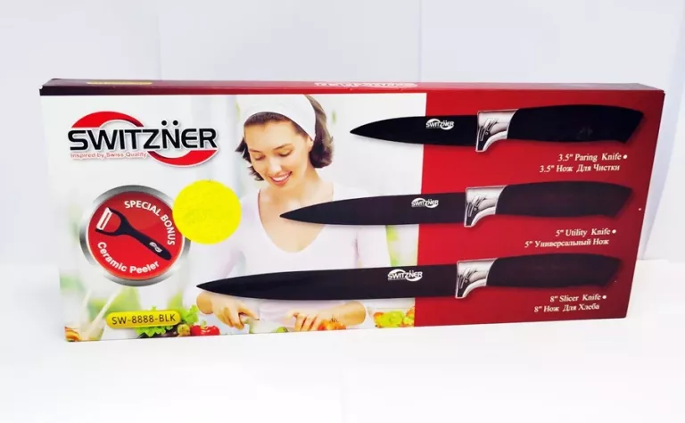KOMPLET NOŻY SWITZNER SW-8888-BLK Z OBIERACZKĄ