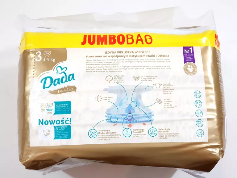 PIELUSZKI DADA EXTRA CARE ROZMIAR 3 96 SZT. JUMBO BAG