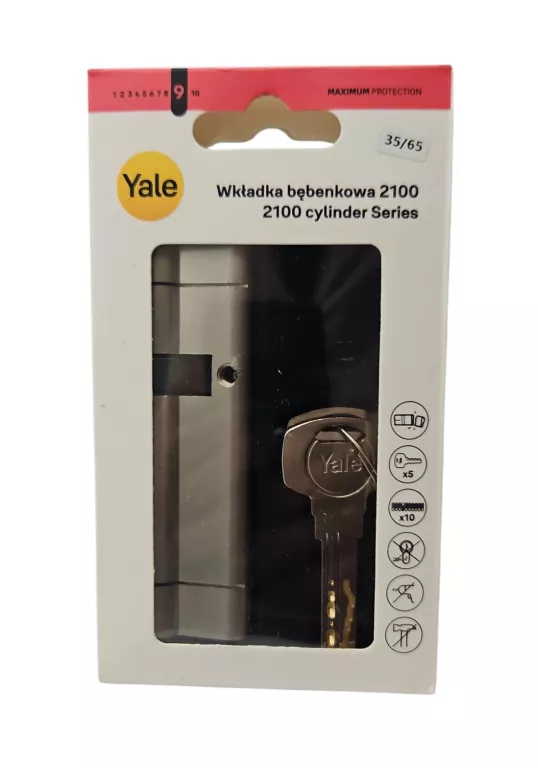 WKŁADKA ASSA ABLOY YALE 2100 35/65 MAXIMUM SECURITY NIKIEL ATEST – KLASA 6