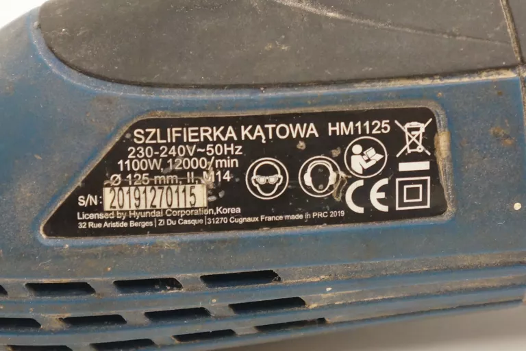 SZLIFIERKA KĄTOWA HYUNDAI HM1125 1100 W 125MM