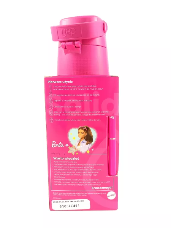 BUTELKA DAFI BARBIE + DŁUGOPIS 500ML