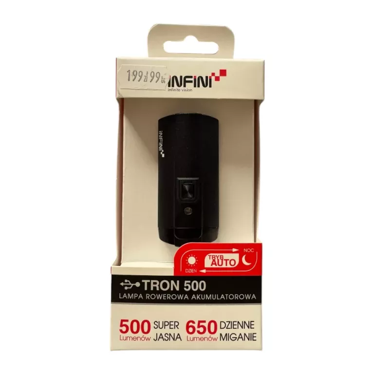 LAMPKA NA ROWER, PRZEDNIA, INFINI TRON 500 CZARNA, USB
