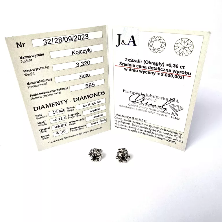 KOLCZYKI Z BIAŁEGO ZŁOTA Z BRYLANTAMI (585) 3.32G