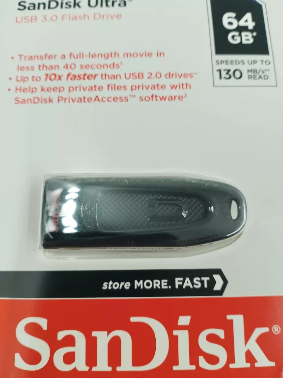 PENDRIVE SANDISK CRUZER ULTRA 64 GB USB 3.0 CZARNY
