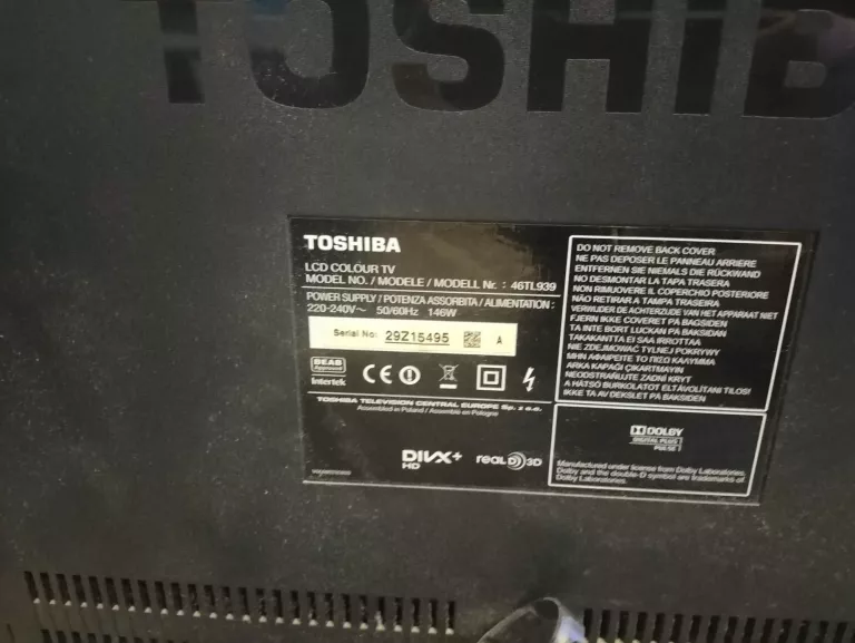 TELEWIZOR TOSHIBA 46TL939 BEZ PILOTA
