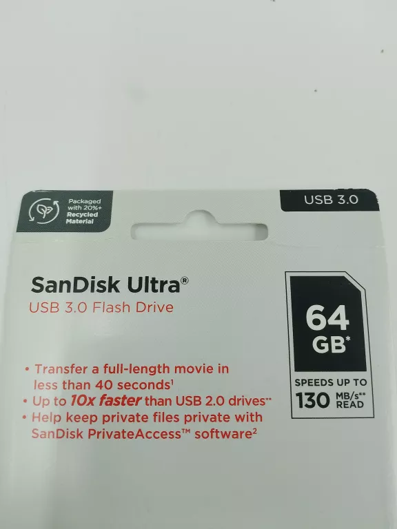 PENDRIVE SANDISK CRUZER ULTRA 64 GB USB 3.0 CZARNY