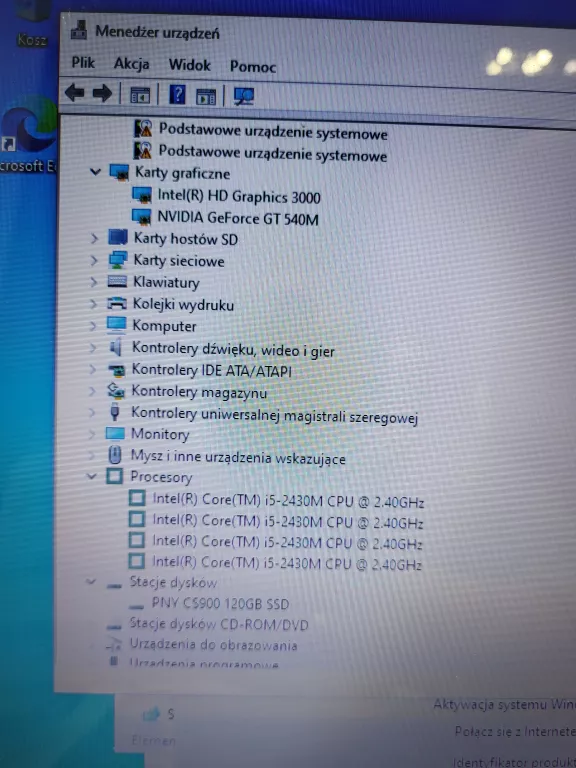 LAPTOP ACER ASPIRE 5755 + ŁAD WIN10/I5-2430/8GB/SSD 120GB