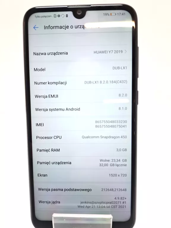 SMARTFON HUAWEI Y7 2019 3 GB / 32 GB 4G (LTE)