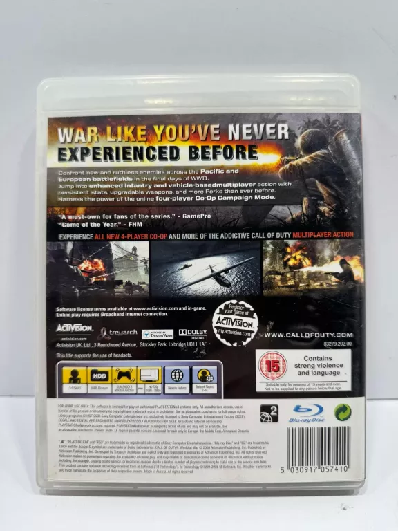 CALL OF DUTY: WORLD AT WAR SONY PLAYSTATION 3