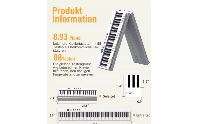 TERENCE KEYBOARD SKŁADANE PIANINO CYFROWE 88 KLAWISZY BT INTERFEJS MIDI
