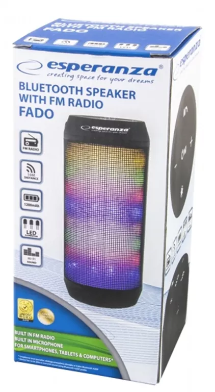 GŁOŚNIK ESPERANZA BLUETOOTH FM LED FADO