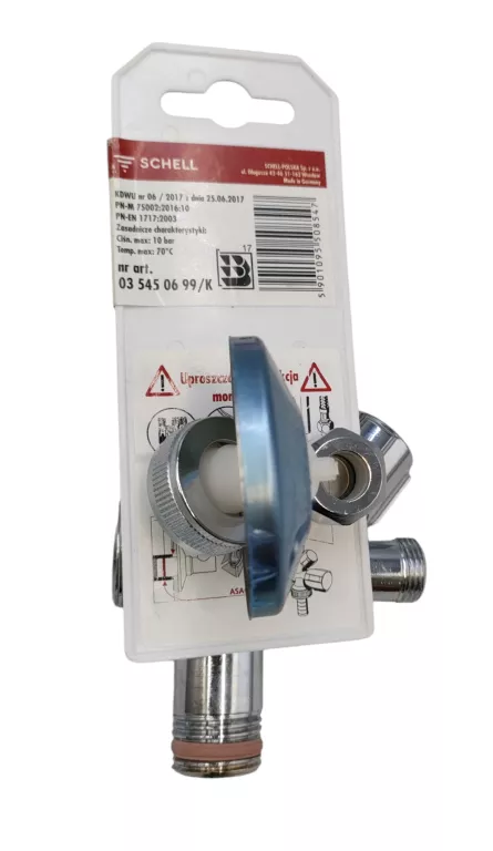 ZAWÓR KĄTOWY KOMBINOWANY 1/2"X3/4"X3/8 ZMYWARKA PRALKA KRAN BATERIA SCHELL