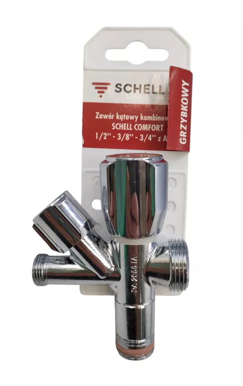 ZAWÓR KĄTOWY KOMBINOWANY 1/2"X3/4"X3/8 ZMYWARKA PRALKA KRAN BATERIA SCHELL