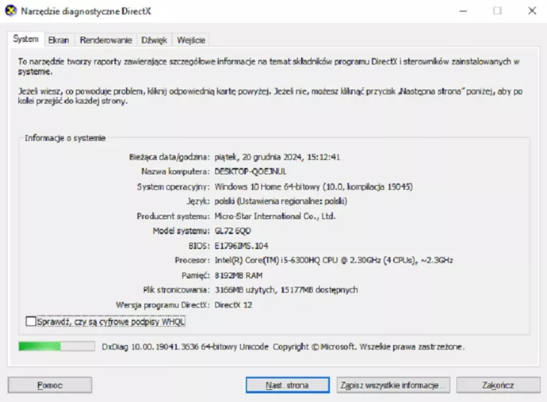 LAPTOP MSI GL72 17,3" I5-6300HQ 8GB/256GB SSD GTX950M