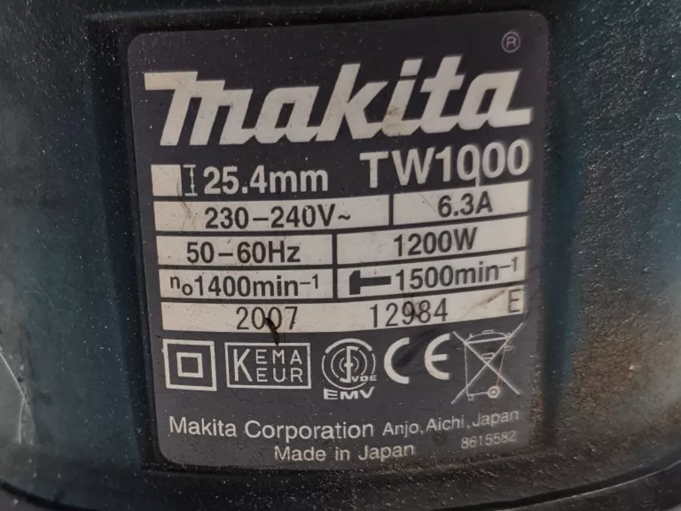 MAKITA TW1000 KLUCZ UDAROWY ELEKTRYCZNY 1000NM 1200W