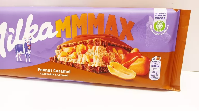 CZEKOLADA MILKA PEANUT CARAMEL 276G DUŻA XXL MLECZNA Z ORZECHAMI I KARMELE