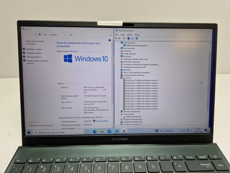 LAPTOP ASUS ZENBOOK 14 UM425Q RYZEN R5-5600H 16GB 512SSD
