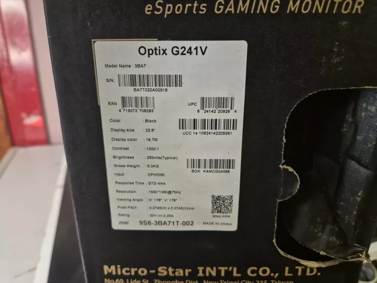 MONITOR MSI OPTIX G241V KOMPLET