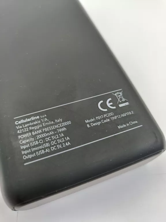 POWERBANK CELLULARLINE P017-PC20D 20000MAH