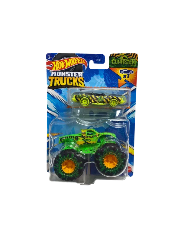 HOT WHEELS MONSTER TRUCK GUNKSTER + AUTKO DO ZGNIATANIA HWN40