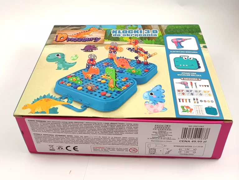 KLOCKI KONSTRUKCYJNE 3D DO SKRĘCANIA DINOZAURY