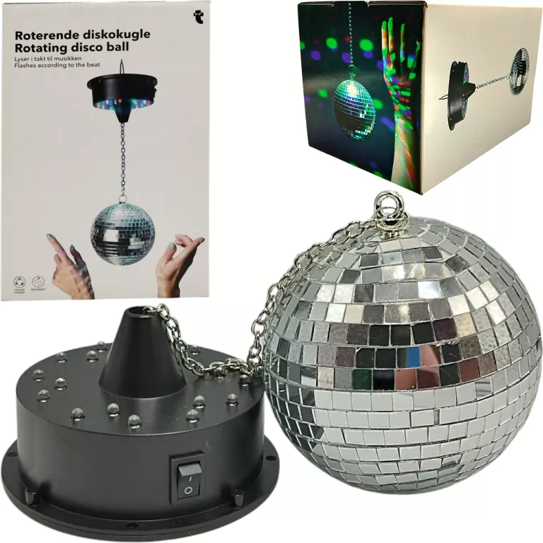 MAŁA PODWIESZANA KULA DYSKOTEKOWA NA BATERIE LED TIGER 45/12CM