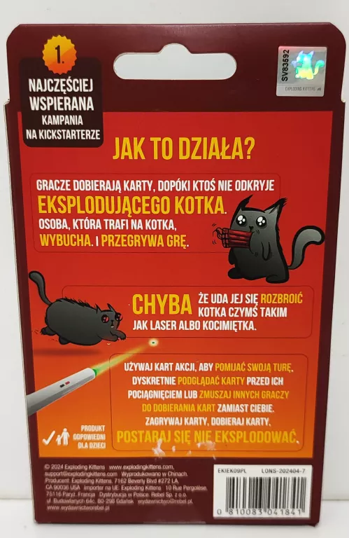 GRA KARCIANA EKSPLODUJĄCE KOTKI WERSJA DLA 2 GRACZY