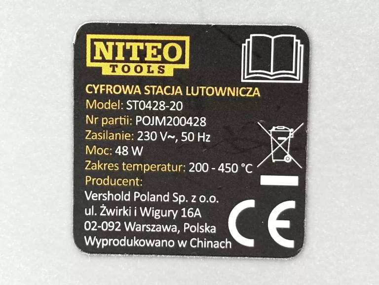 CYFROWA STACJA LUTOWNICZA NITEO TOOLS 48W ST0428-20