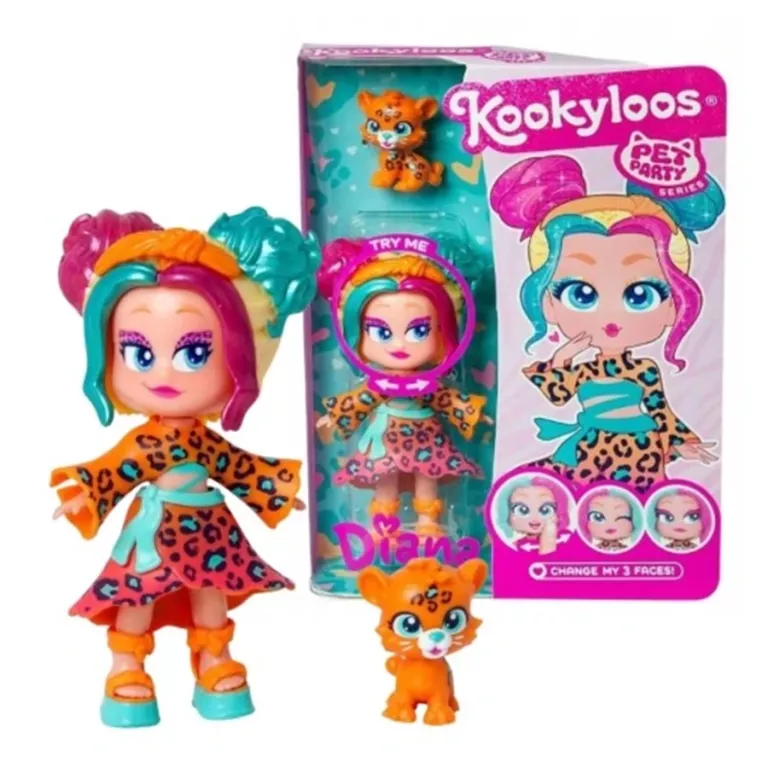 KOOKYLOOS LALKA DIANA Z LAMPARTEM PETS PARTY DOLL ZMIENIA WYRAZ TWARZY