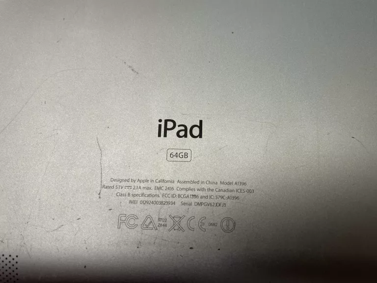 TABLET APPLE IPAD 2 64 GB A1396