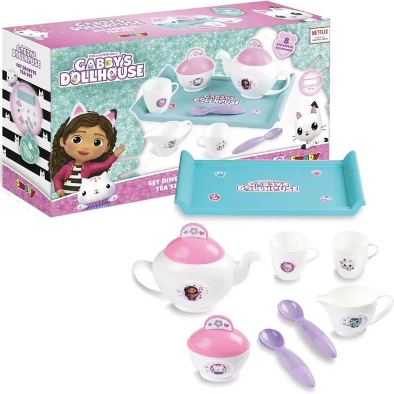 KOCI DOMEK GABI GABBY DOLLHOUSE TACA Z ZASTAWĄ SERWIS HERBACIANY KAWOWY