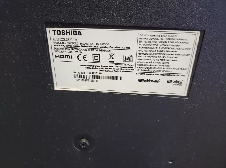 TELEWIZOR LCD TOSHIBA 49L2863DG PILOT
