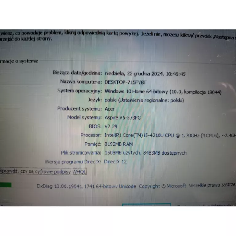LAPTOP ACER ASPIRE V5 ZRQ