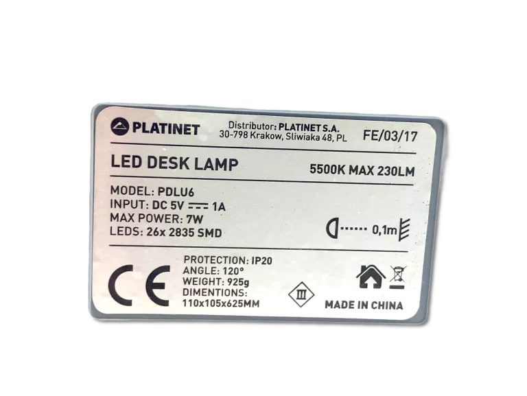 LAMPKA LED PLATINET PDLU6