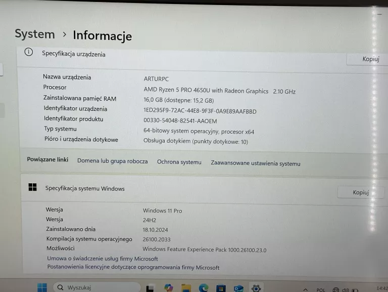 LENOVO THINKPAD T14S AMD RYZEN 5 PRO 4650U/16GB RAM/EKRAN DOTYKOWY