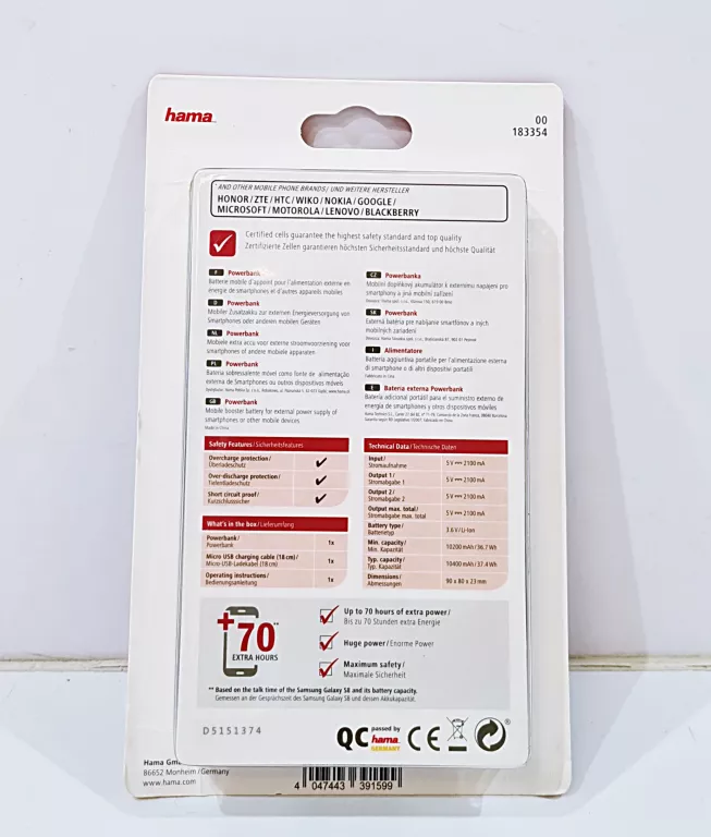 POWERBANK HAMA 10400 MAH