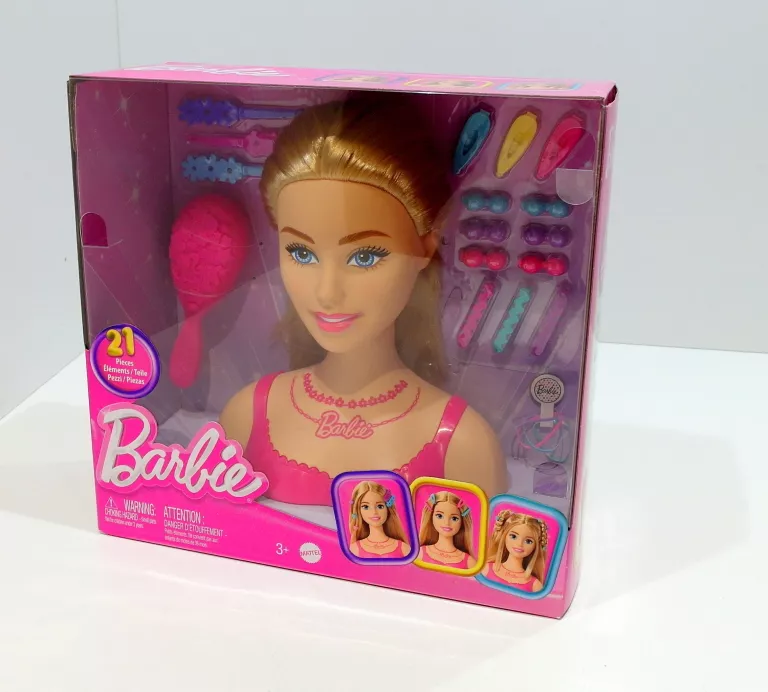 LALKA BARBIE GŁOWA DO STYLIZACJI + 20 AKCESORIÓW DO STYLIZACJI WŁOSÓW HMD8