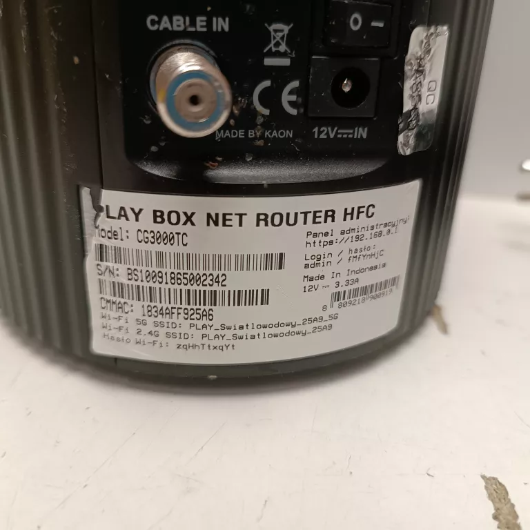 ROUTER PLAY BOX NET ROUTER HFC CG300TC