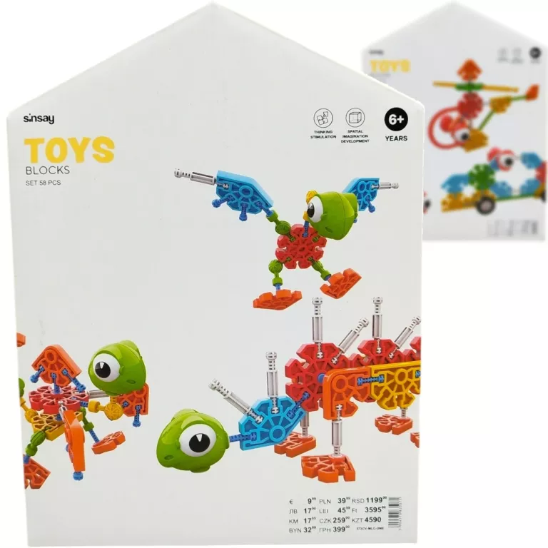 TOYS BLOCKS SET 58PCS SINSAY KLOCKI KONSTRUKCYJNE ZWIERZĘTA AUTA