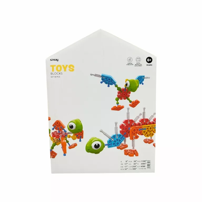 TOYS BLOCKS SET 58PCS SINSAY KLOCKI KONSTRUKCYJNE ZWIERZĘTA AUTA