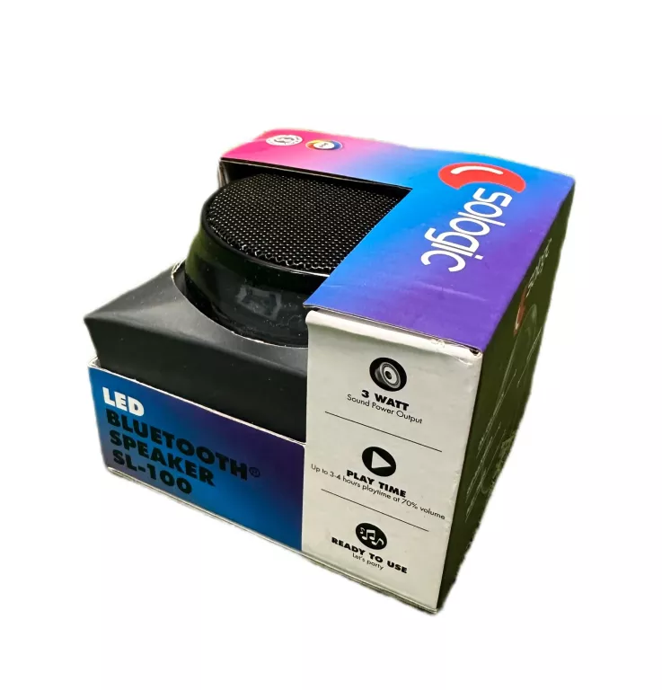 GŁOŚNIK BLUETOOTH LED SOLOGIC SL-100 (USB-C/AUX) 3M