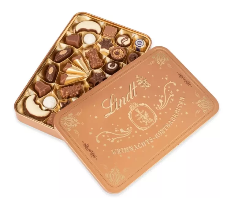 LINDT ŚWIĄTECZNA MIESZANKA PRALIN 315G PUSZKA ŚWIĄTECZNY SKARB
