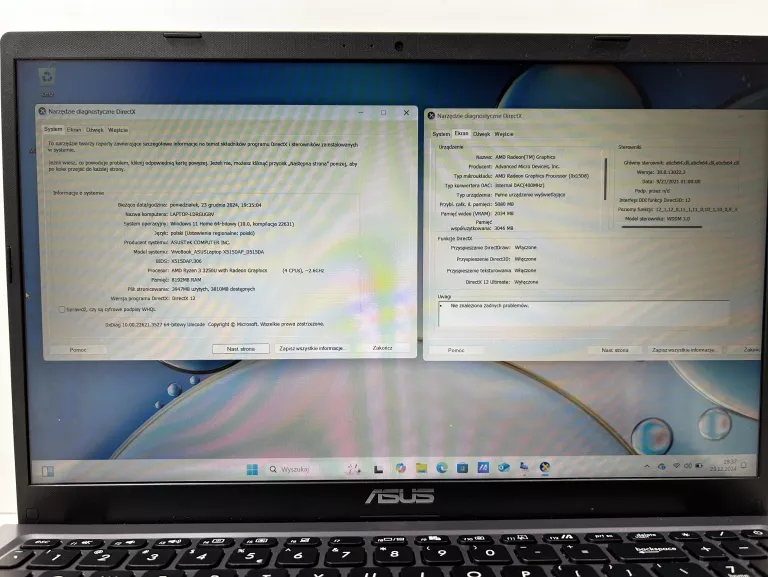 LAPTOP ASUS D515DA-EJ1396W AMD RYZEN 3 8GB RAM 256GB SSD 15.6'' WIN11 KPL