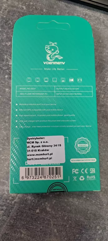 029376 ŁADOWARKA SIECIOWA BIAŁA DENMEN DC01 SINGLE