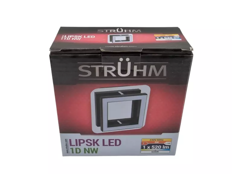 STRUHM OPRAWA SZKLANA KWADRATOWA SUFITOWA POJEDYNCZA LIPSK LED 5W NEUTRALN