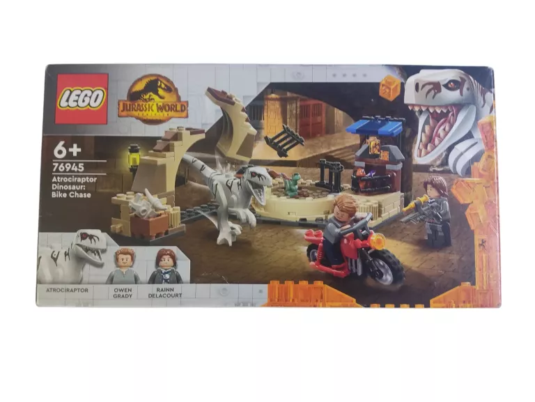 LEGO JURASSIC WORLD - ATROCIRAPTOR DINOZAUR - POŚCIG NA MOTOCYKLU - 76945