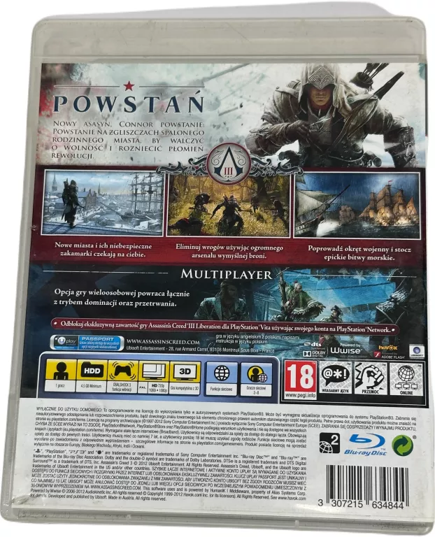 GRA ASSASSIN'S CREED III NA KONSOLE PLAYSTATION 3 PS3