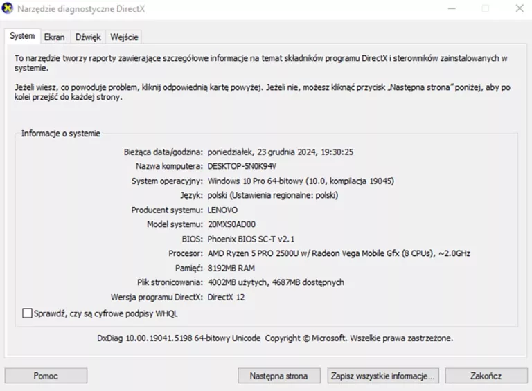 LAPTOP LENOVO THINKPAD A285 AMD RYZEN 5 PRO 2500U 8GB RAM 256SSD