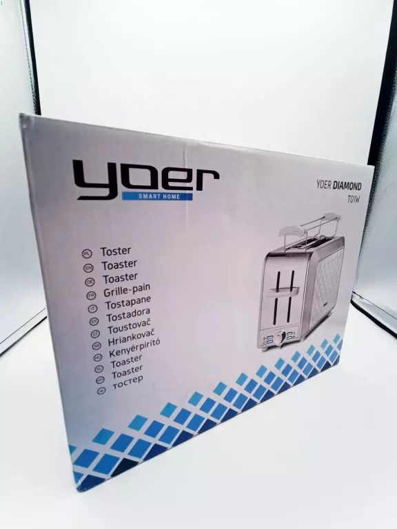 TOSTER YOER 925W BIAŁY/CHROM TACKA +RUSZT NA BUŁKI 7 POZIOMÓW +ROZMRAŻANIE